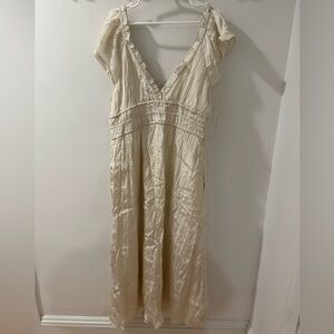 J. Crew Cream Maxi Dress with Ruffle Sleeves